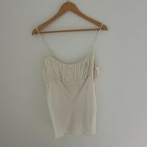 J. Crew Cream Gathered Stretch Silk Camisole